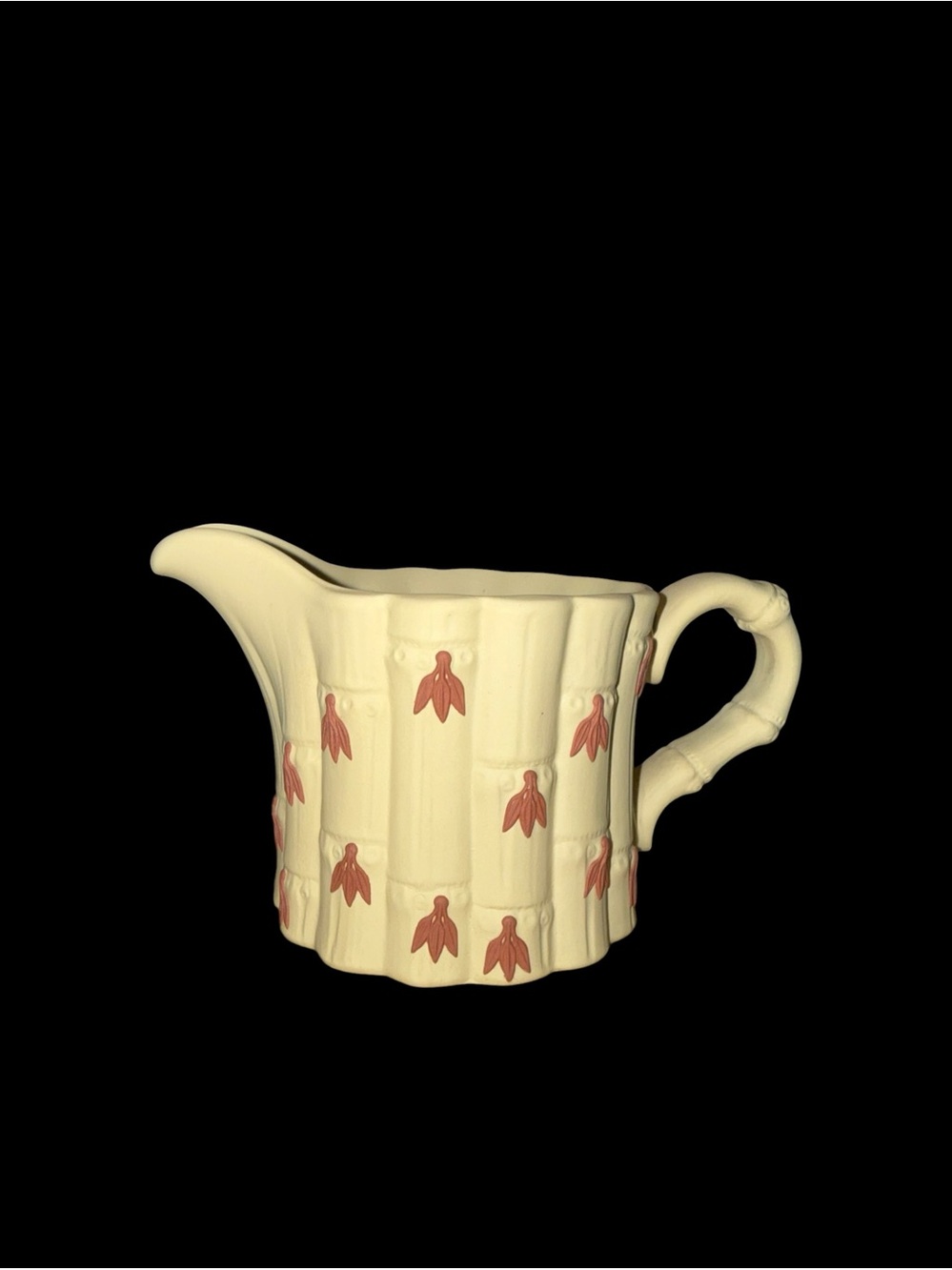 WEDGWOOD Rare! Embossed “bamboo” matte Jasperware with terra-cotta leaf detail